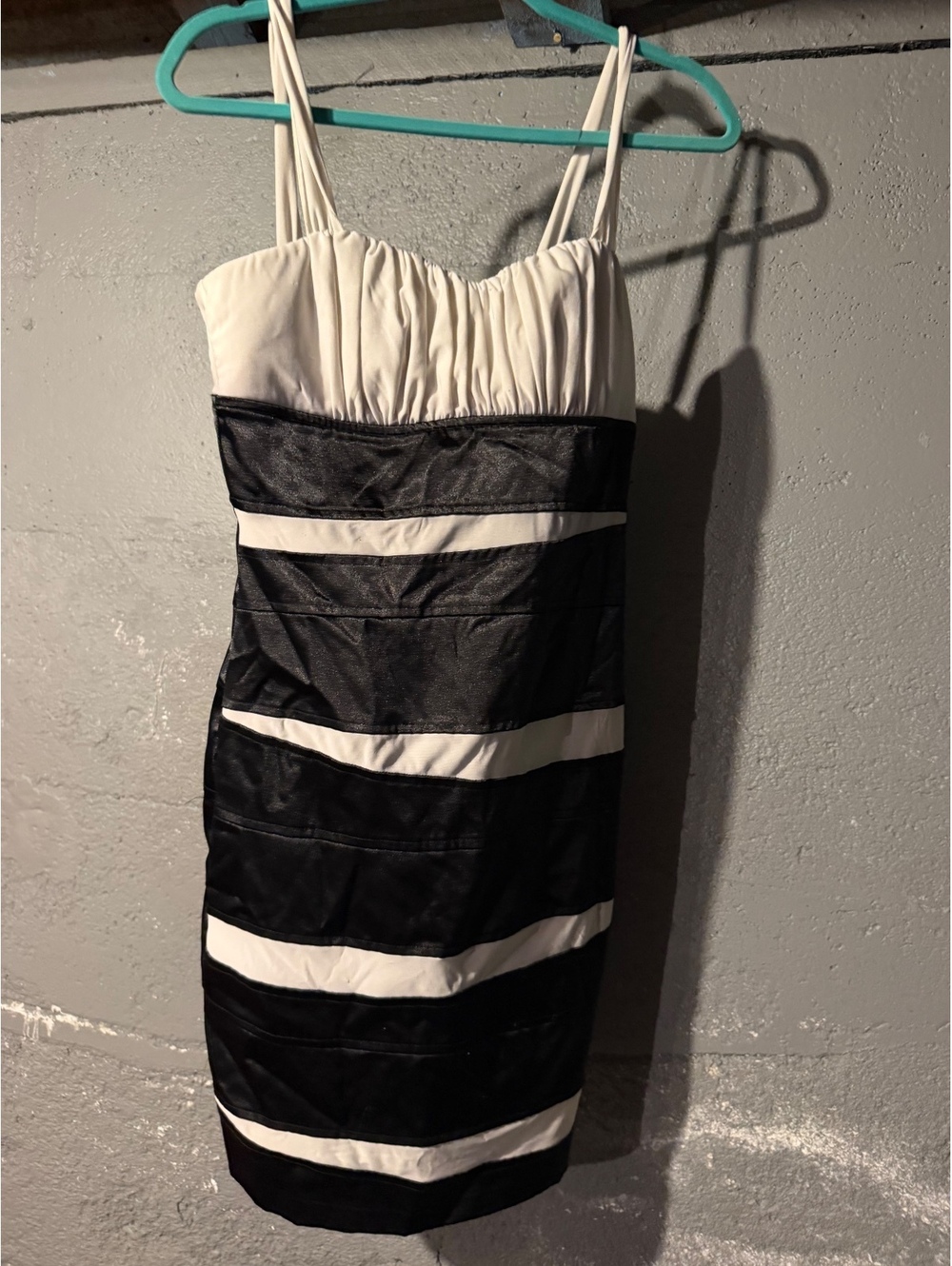 My Michelle Black and White Striped Spaghetti Strap Dress Size 5